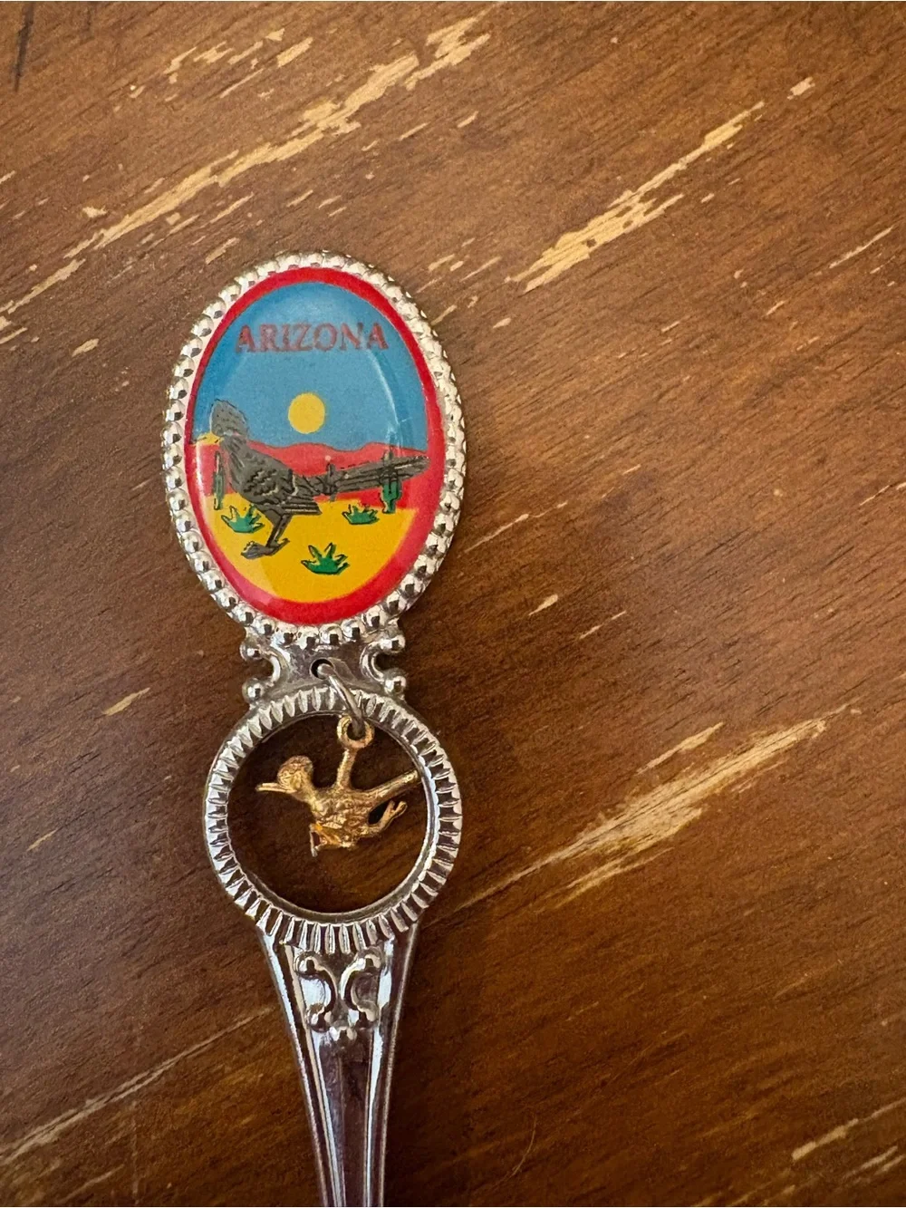 Arizona Collectible Silver Souvenir Spoon with Colorful Enamel